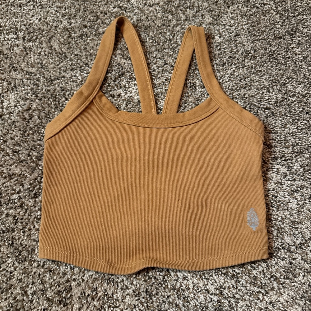 FP Movement by Free People Mustard Ribbed Crop Top